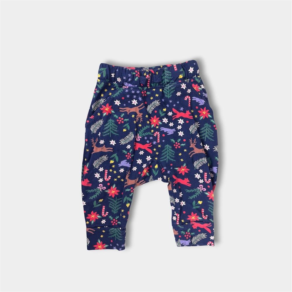 Hanna Andersson Baby Print Knit Jogger Winter White on Navy 75 cm 12-18 Months